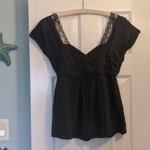 Edme and Esyllte grey stripe lace lined top S